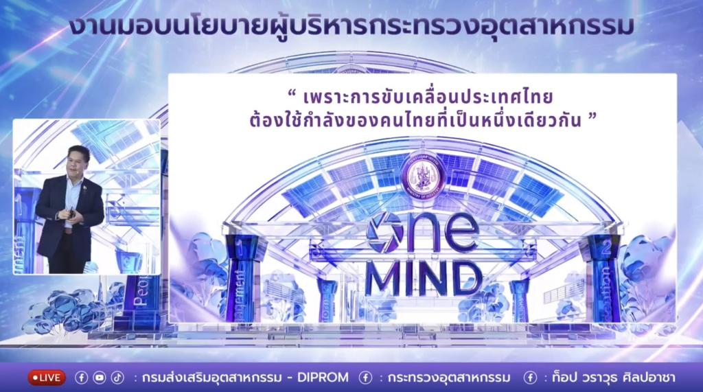 กพบ.กสอ. ขานรับนโยบาย “ONE MIND” รมว.อุตสาหกรรม มุ่งขับเคลื่อน 4 เสาหลัก พลิกโฉมระบบบริหารเพื่อประชาชนและผู้ประกอบการไทย