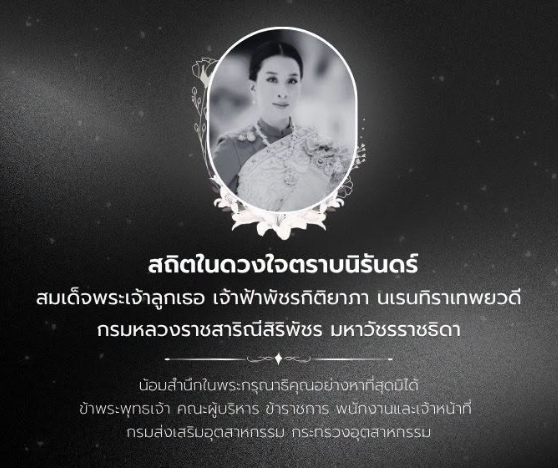 สมเด็จพระเจ้าลูกเธอ เจ้าฟ้าพัชรกิติยาภาฯ สิ้นพระชนม์